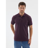 Mor Polo Yaka Pike Kısa Kol Slim Fit %100 Pamuk Tişört 1011260171