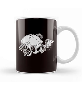 Skull Flowers Ferret Fan Animal Lover Zoo Polecat Nature Kupa Bardak Porselen