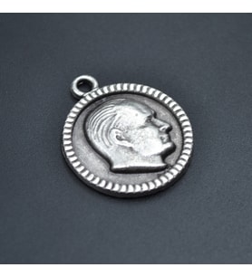 Atatürk Madalyon Kolye Ucu - Antik Gümüş Kaplama - Kod:54