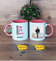 Teyzeye Hediye Kupa Bardak Pembe Fotoğraflı Doğum Günü Anneler Günü Hediyesi