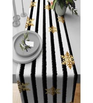 Siyah Christmas Desen Premium Masa Örtüsü Runner RNR158
