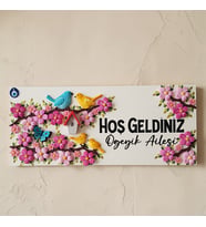 Kişiye Özel İsimli Kapı Tabelası - 3D Seramik Çiçekli Duvar Dekoru - Dış Mekana Uyumlu İsimlik Tabela 30x15 cm