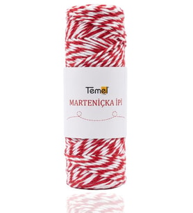 Temel Marteniçka İpi Kırmızı Beyaz, 100 Metre 2 mm, Bileklik ve Hediye Paketleme İçin Dekoratif İp (Çok Renkli)