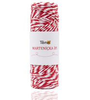 Temel Marteniçka İpi Kırmızı Beyaz, 100 Metre 2 mm, Bileklik ve Hediye Paketleme İçin Dekoratif İp (Çok Renkli)