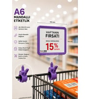 A6 Fiyatlık Mandallı Etiketlik Sepet Raf Askılık Fiyat Etiketi Çerçeveli Market Mağaza Mor