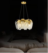 Mirella 50'lik Taşlı Avize Zarif Taşlı Modern Salon Oturma Odası Avize (Gold)