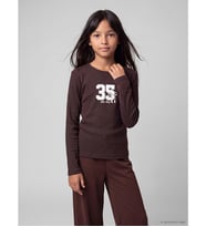 LCW Kids Kahverengi Baskılı Kız Çocuk Tişört