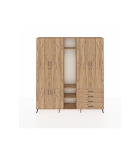 Arges Gardrop 14 Raflı 4 Çekmeceli Tek Askılı 220x30x243 Çam-Çam