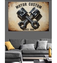 Özel Tasarım Motor Pistonu Logosu Dekoratif Kanvas - Mdf Ahşap Tablo