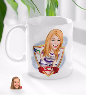 BK Gift Kişiye Özel İsimli Kadın Karikatürlü Beyaz Kupa Bardak-36