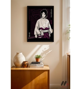 Naruto Sasuke Uchiha Poster, Siyah Çerçeveli Duvar Tablosu - Anime Severlere Özel