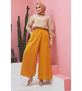 1155-Acelina Pantolon Etek Hardal
