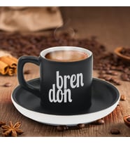 BK Gift Kişiye Özel İsimli Siyah Renk Türk Kahvesi Fincanı-15, Arkadaşa Hediye, Sevgiliye Hediye, Yıl Dönümü Hediyesi