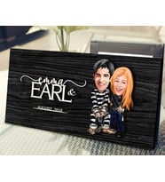BK Gift Kişiye Özel Sevgililer Karikatürlü Kabartma Figürlü Ahşap Tablo, Duvar Dekoru, Arkadaşa Hediye, Özel Tasarım Ev Hediyesi-7 (Siyah)