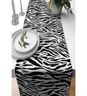 Siyah Leoparlı Desen Premium Masa Örtüsü Runner RNR100