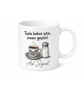 Sözlenen Arkadaşa Kahveye Tuz Atma Ritüeli Damat Testi Kupası Hediye Bardak