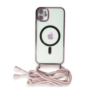 Apple İphone 11 Kılıf Divo Lazer Askılı Magsafe Kapak - Pembe