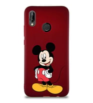 Huawei P20 Lite Soft Premier Kapak Mickey Mouse-E Tasarımlı Silikon Kılıf - Mürdüm (Şeffaf)