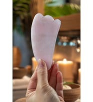 Pembe Kuvars Doğal Taş Gua Sha Ördek Ayak Kesim Yüz Masaj Aleti