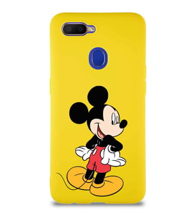 Oppo A12 Soft Premier Kapak Mickey Mouse-D Tasarımlı Silikon Kılıf - Sarı (Şeffaf)