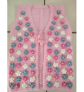 İncili elişi papatyalı yeni model gelin yeleği Pembe