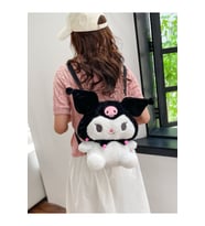 Kuromi Peluş Çanta Çocuk Fermuarlı Ayarlanabilir Askılı Sırt Çantası, Siyah, 30x27 cm