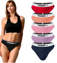 Yohannes Club, Kadın Lastik Kemerli Bikini Slip, Çok Renkli, Çoklu Paket