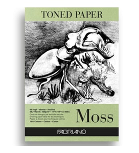 Fabriano Toned Paper Moss Eskiz ve Çizim Blok 120 gr. A3 50 yp. Yosun Rengi 