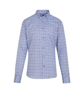 Hatemoğlu Mavi Desenli Modern Fit Pamuklu Gömlek