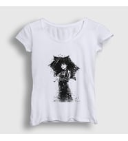 Presmono Kadın Beyaz Umbrella Wednesday Addams Family Addams Ailesi T-Shirt 366329tt