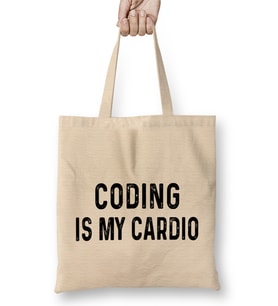 Coding Is My Cardio 01 Bez Çanta Uzun Saplı