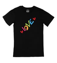 Renkli Love Yazılı Siyah Tişört