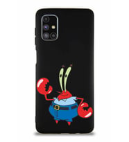 Samsung Galaxy M51 Soft Premier Kapak Bay Yengeç Tasarımlı Silikon Kılıf - Siyah (Şeffaf)