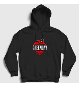 Presmono Unisex Siyah Grenade Green Day Kapüşonlu Sweatshirt 55651tt