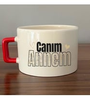 Canım Annem Baskılı Kırmızı Kulplu C Fincan