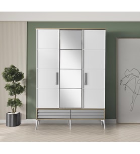 Asil Modern 3 Kapaklı Çekmeceli Elbise Dolabı Gardrop 137cm 