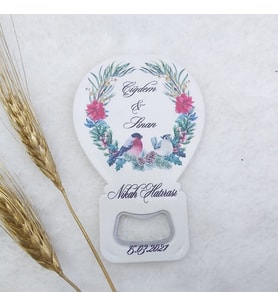 30 Adet Güvercin Çiçekli Baskılı Balon Açacak Magnet 11x7 Cm Uv Nişan Hediyeliği Nikah Şekeri-