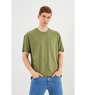 Leo Erkek Oversize Tshirt %100 Pamuk Cep Detaylı Bisiklet Yaka Basic Tişört MTLCE75