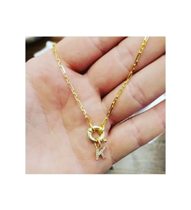 925 Ayar Gümüş Harf Detaylı Tasarım Kolye (Gold)