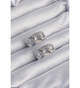 Pirinç Gümüş Renk Zirkon Taşlı Samanyolu Küpe 5886 - SSSSSS9340-2971