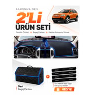 e-biz CHEVROLET CAPTİVA (2008-2011) Uyumlu Torpido Örtüsü + Deri Bagaj Çantası - Siyah-Mavi - CH007