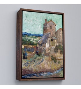 Çerçeveli Vincent van Gogh - Crau'nun Evi Tablo (Beyaz)
