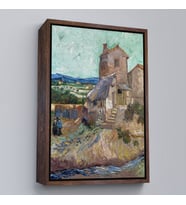 Çerçeveli Vincent van Gogh - Crau'nun Evi Tablo (Beyaz)