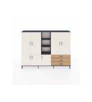 Arges Dolap 11 Raflı 3 Çekmeceli 7 Kapaklı 220x30x163 Antrasit-Aytaşı/Çam