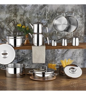 Aryıldız Vento Prestige 20 Parça Ideal Çeyiz Tencere Set Çelik Metal Steel Kapak Ar20867