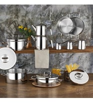 Aryıldız Vento Prestige 20 Parça Ideal Çeyiz Tencere Set Çelik Metal Steel Kapak Ar20867