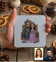 Kişiye Özel Karikatürlü Osmanlı Padişahı ve Sultanı Sevgiliye Hediye Bardak Altlığı Sevgililer Günü Hediyesi