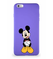 Apple iPhone 6 Plus Soft Premier Kapak Mickey Mouse-A Tasarımlı Silikon Kılıf - Mor (Şeffaf)