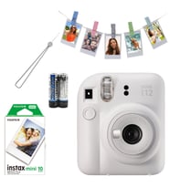 Fujifilm İnstax Mini 12 Fotoğraf Makinesi+Askı+pil+10'lu film+Mandal beyaz