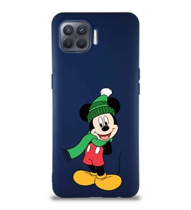 Oppo Reno 4 Lite Soft Premier Kapak Mickey Mouse-G Tasarımlı Silikon Kılıf - Lacivert (Şeffaf)